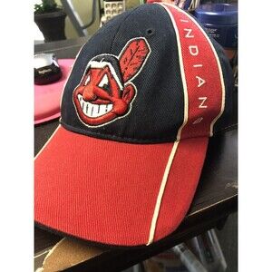 47 FORTY-Seven CLEVELAND INDIANS MLB CHIEF WAHOO LOGO FITTED HAT/CAP Youth